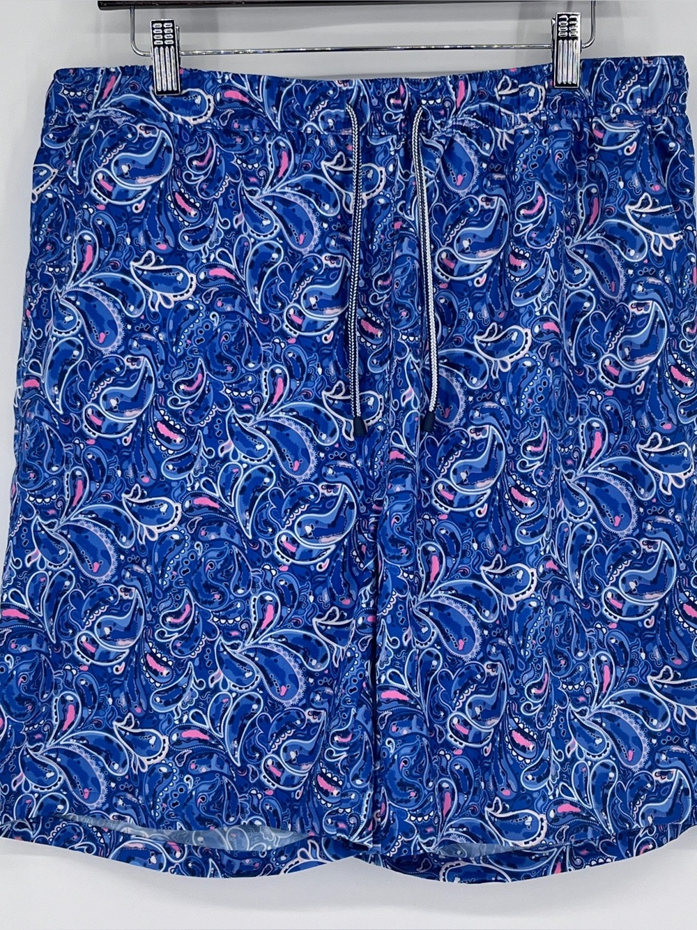Peter Millar Seaside Sz L Blue Paisley Ocean Tropical Swim Shorts Drawstring